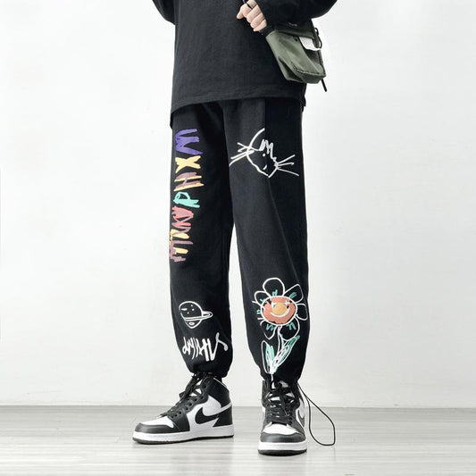 hiphop pants male hip-hop hip-hop oversize sports pants hip-hop graffiti casual pants