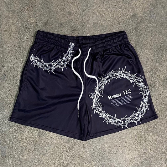 Casual Letters Print Mesh Shorts