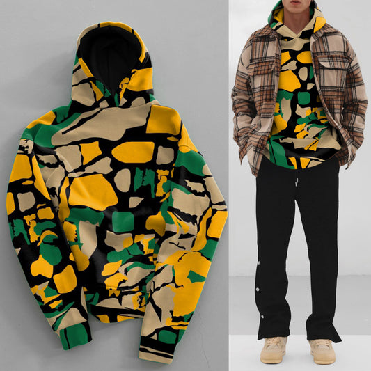 Contrasting Graphic Print Street Base Layer Hoodies