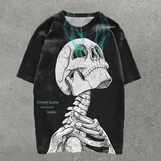 Casual Skull Print Short Sleeve T-Shirt