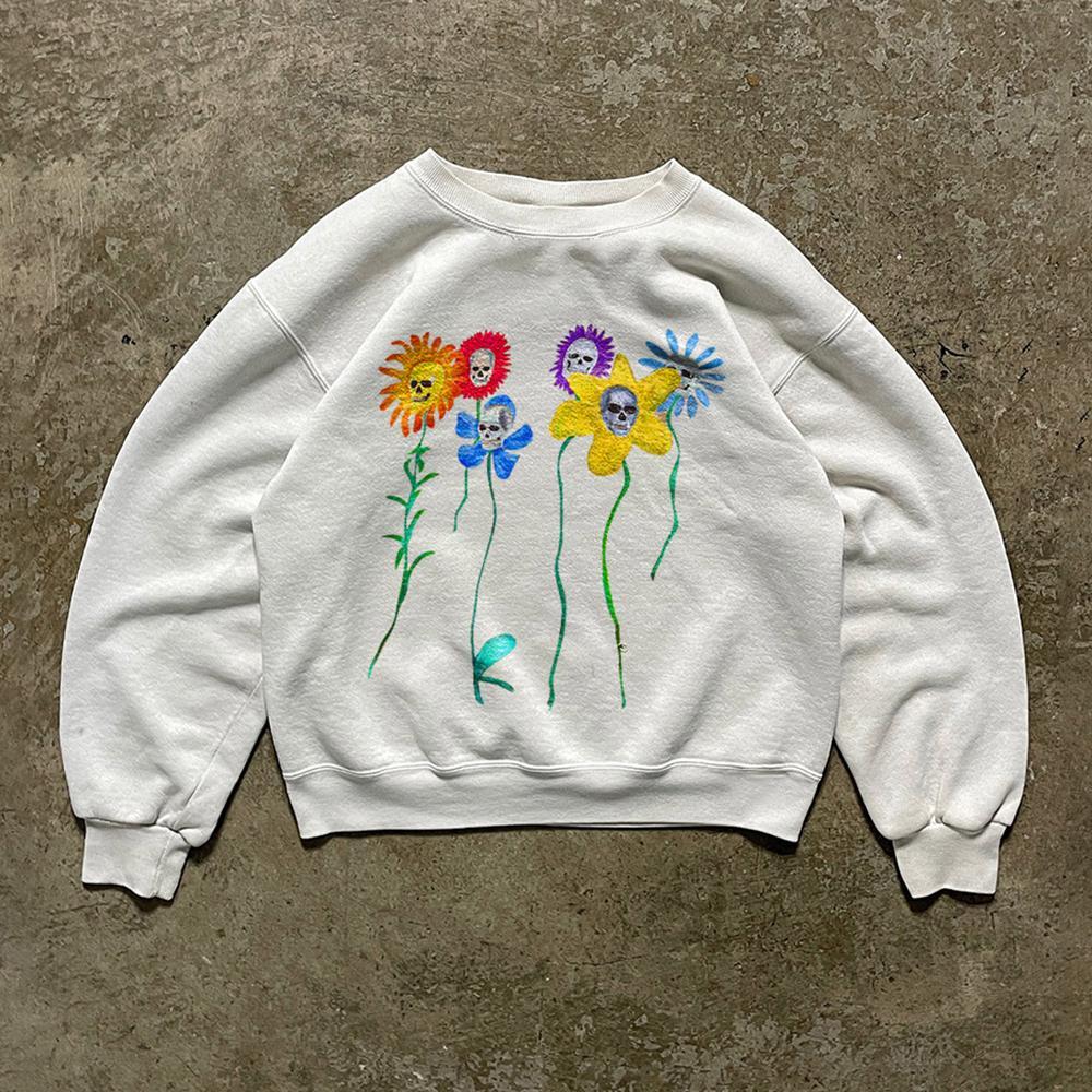 Colored Skull Art Crew Neck Hoodie