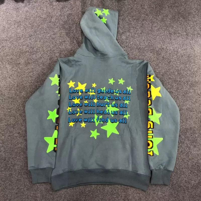 Casual Alphabet And Pentagram Print Long Sleeve Hoodie