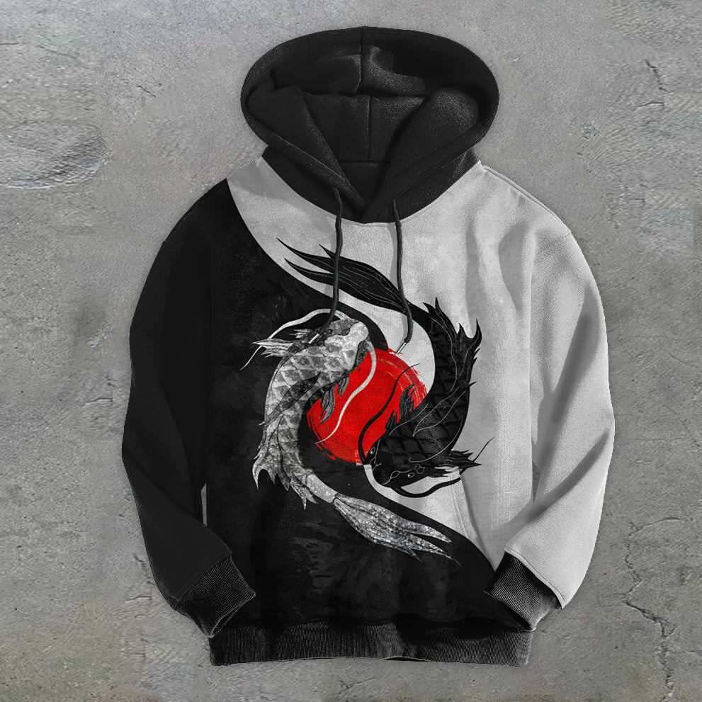 Contrasting Carp Fashion Retro Street Hoodies