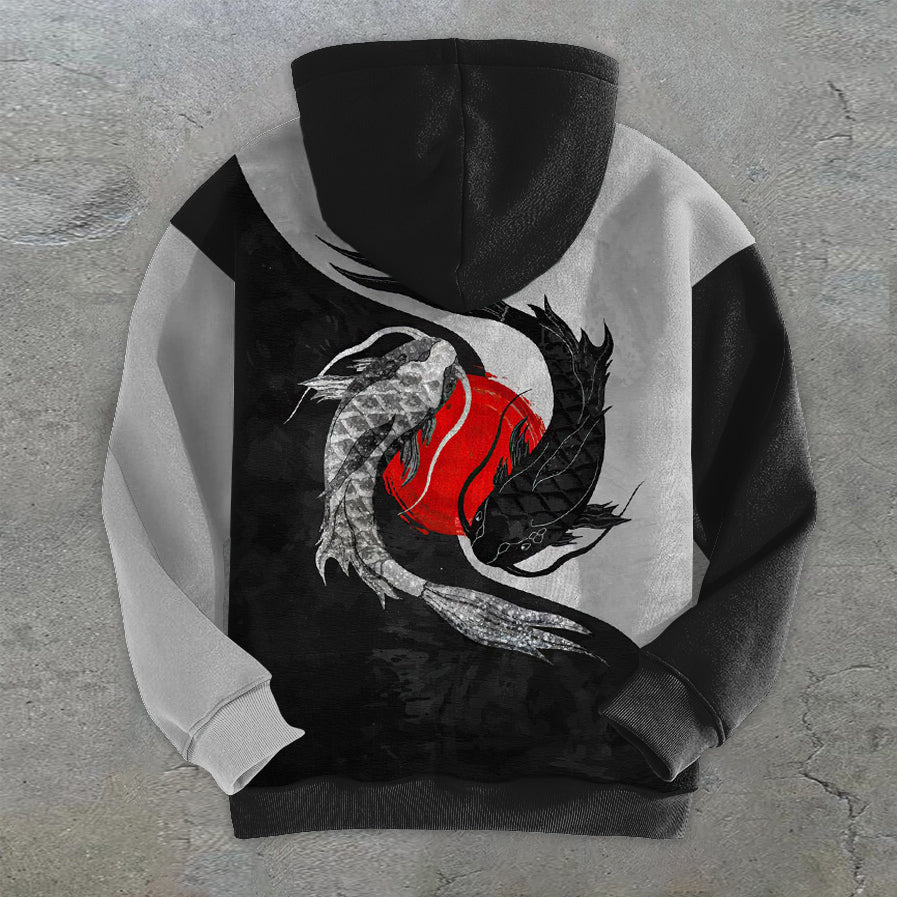 Contrasting Carp Fashion Retro Street Hoodies