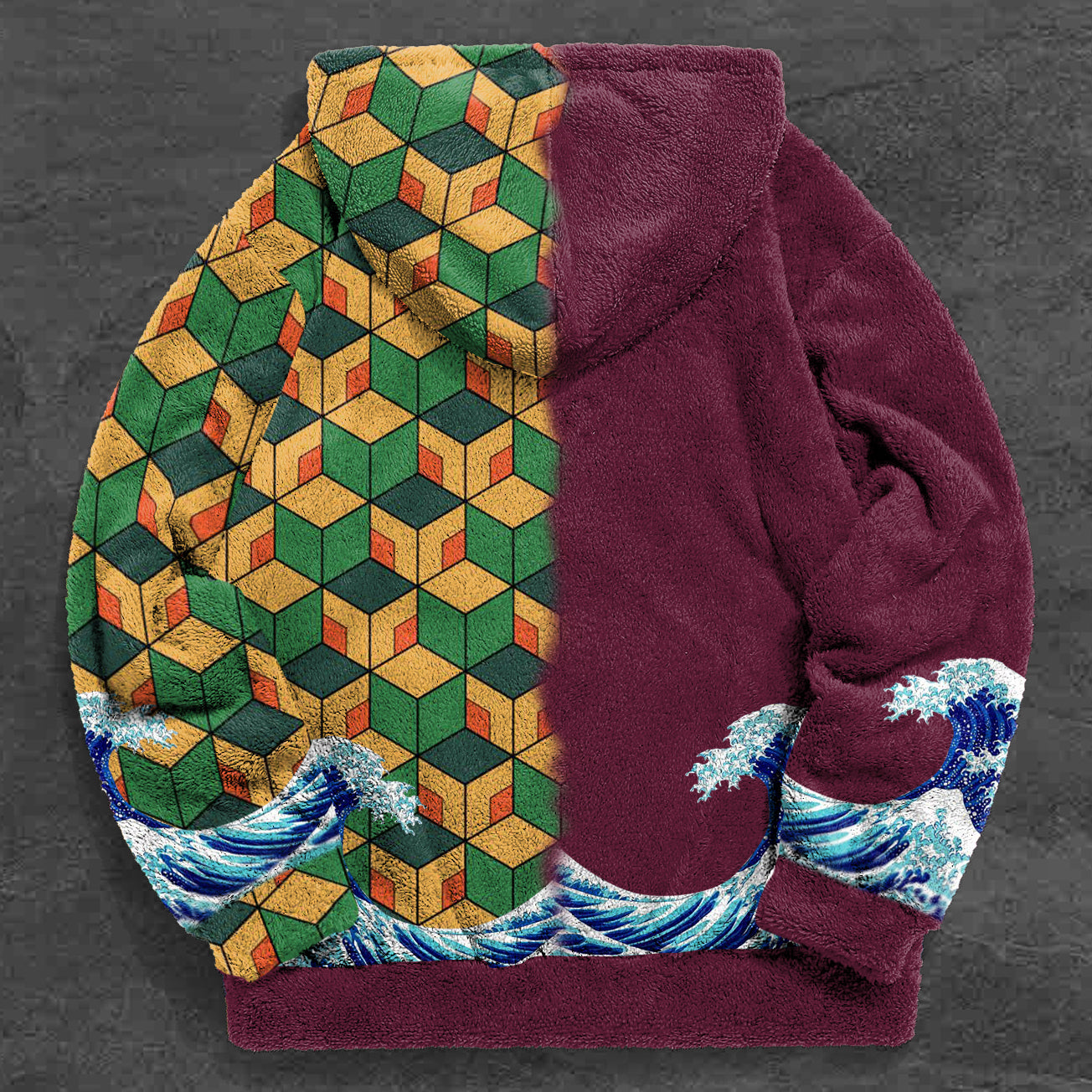 Retro color block trendy brand print plush hoodies