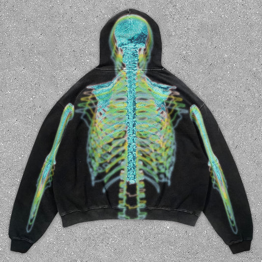 Fashionable Skull Print Vintage Hoodie