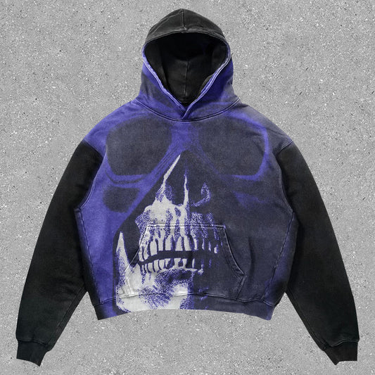 skull statement street print hoodie