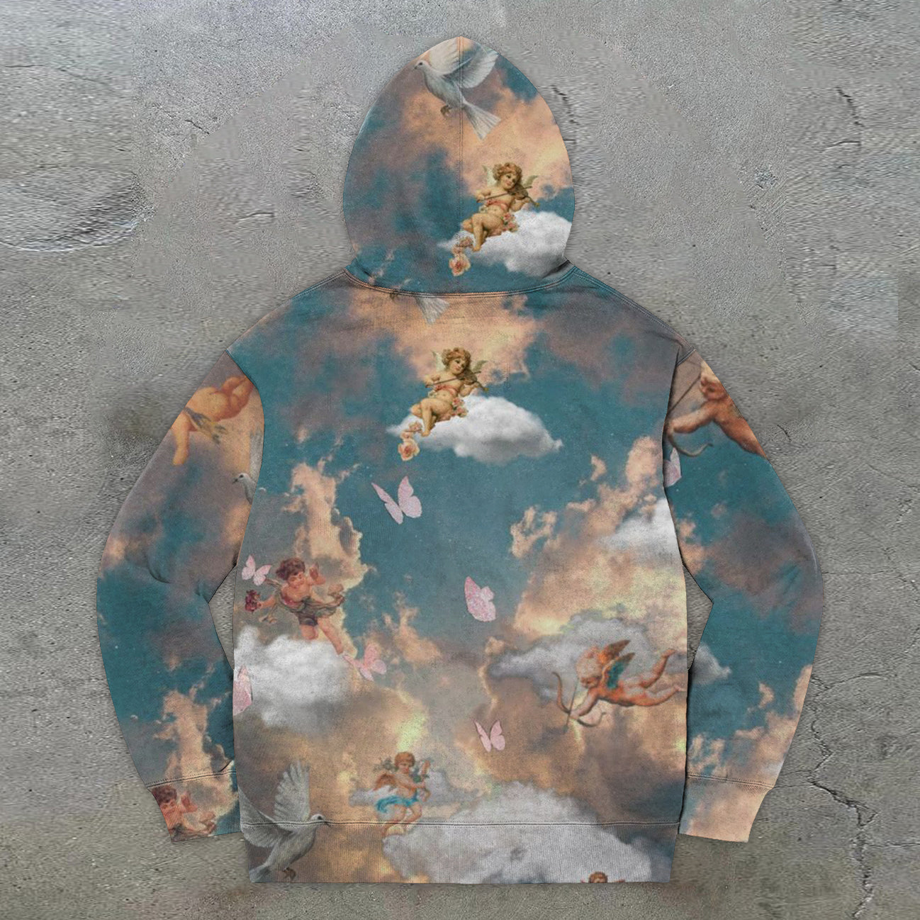 Angel Vintage Print Trendy Street Hoodie