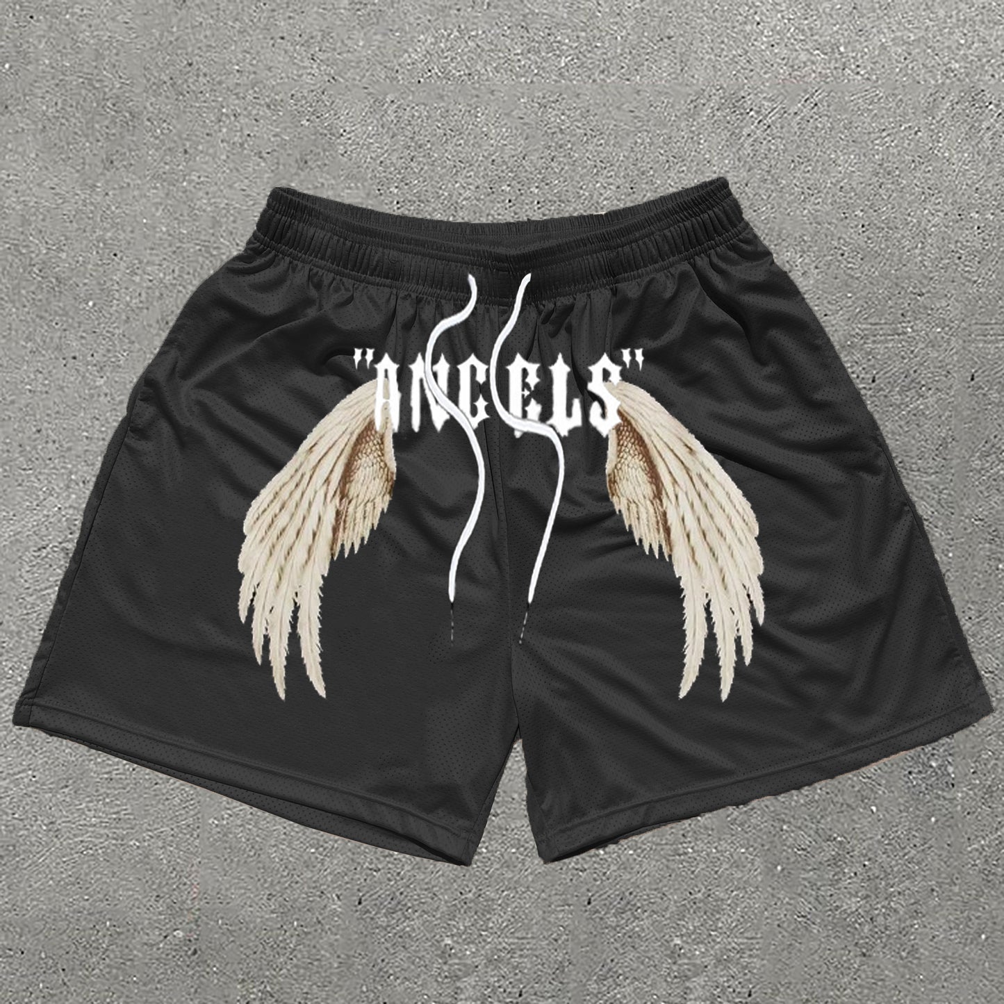 Angels Print Mesh Shorts