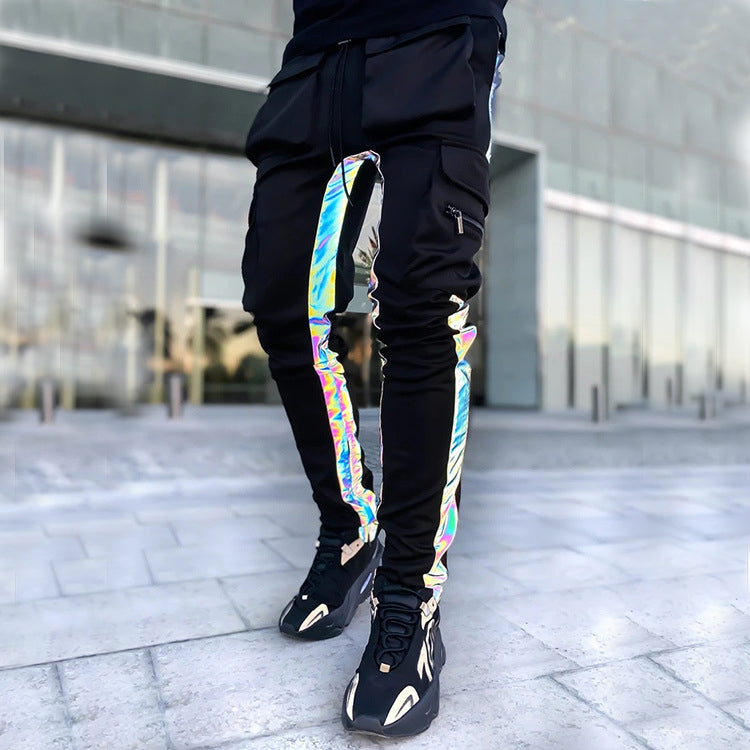 Casual street stitching sports home reflective pants