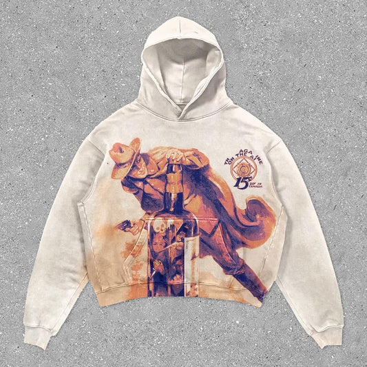 Trendy Vintage Print Long Sleeve Hoodie