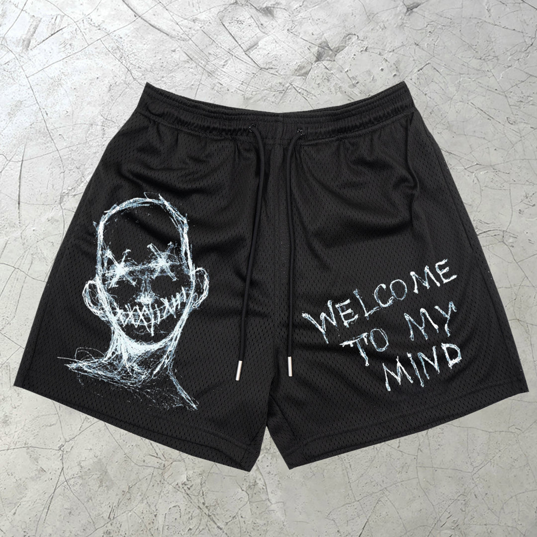 Retro Graphic Street Hip Hop Mesh Shorts