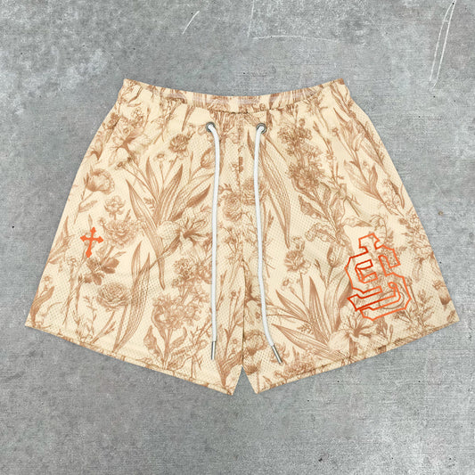 Trendy printed street mesh shorts