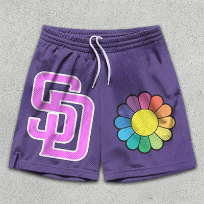 graphic print basketball shorts