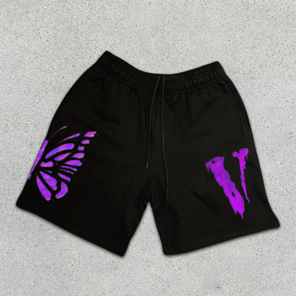 Butterfly Graphic Print Elastic Shorts