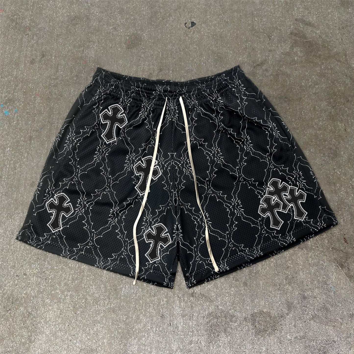 Vintage Print Cross Lounge Shorts