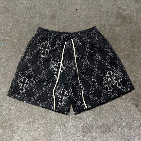 Vintage Print Cross Lounge Shorts