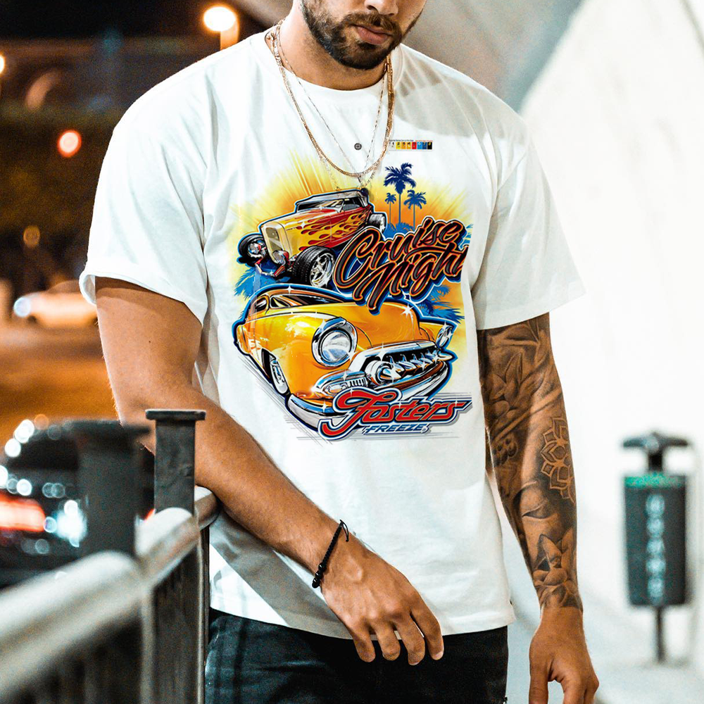 Fashion personality street style racing print short-sleeved T-shirt