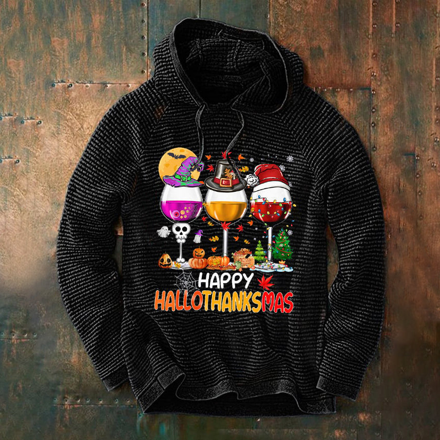 Men's Casual Fashion Halloween Print Long Sleeve Hoodie