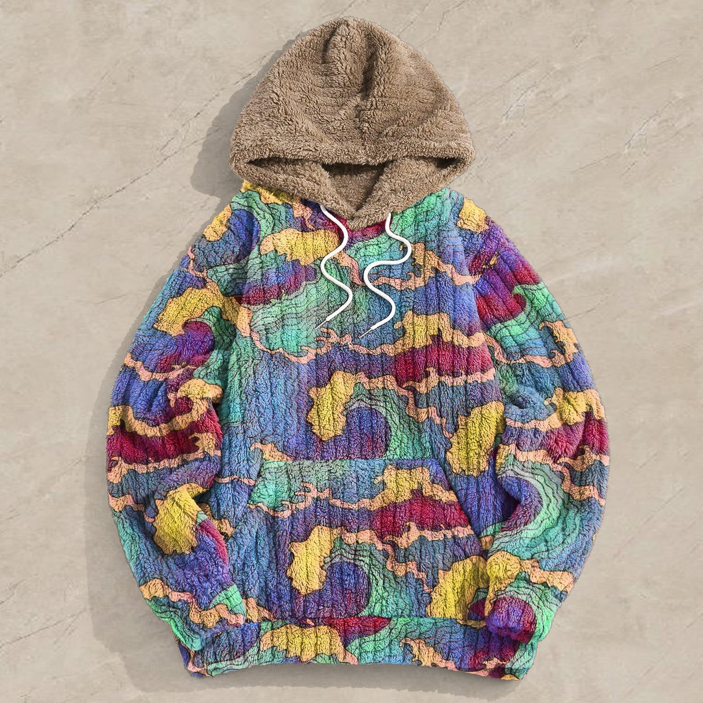 Warm Plush Print Vintage Street Hoodies