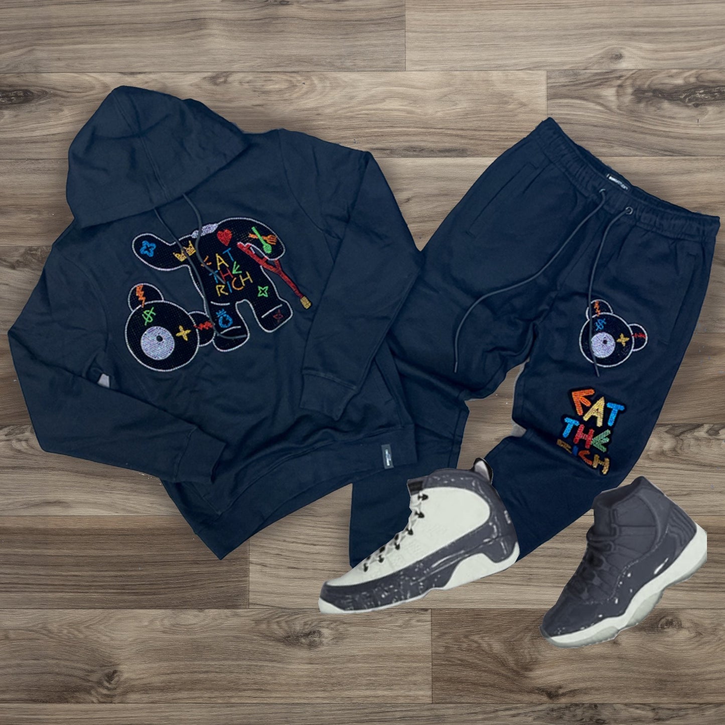 Graffiti decapitated teddy bear casual sports suit