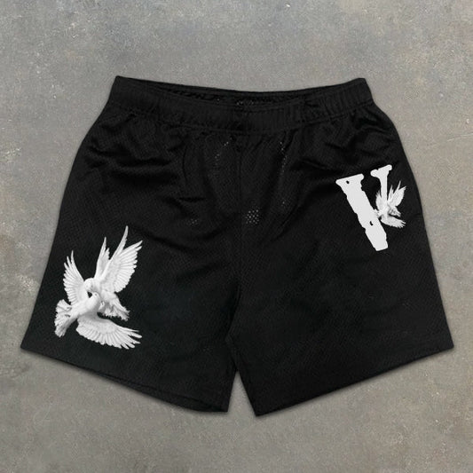 Dove of Peace Graphic Print Elastic Shorts