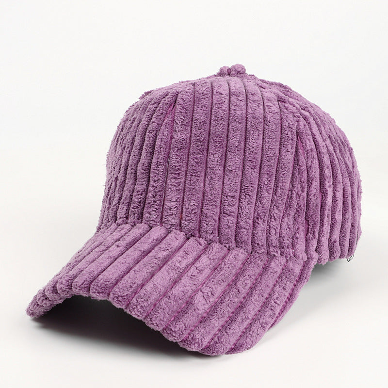 Plush Fashion Warm Solid Color Curved Brim Cap