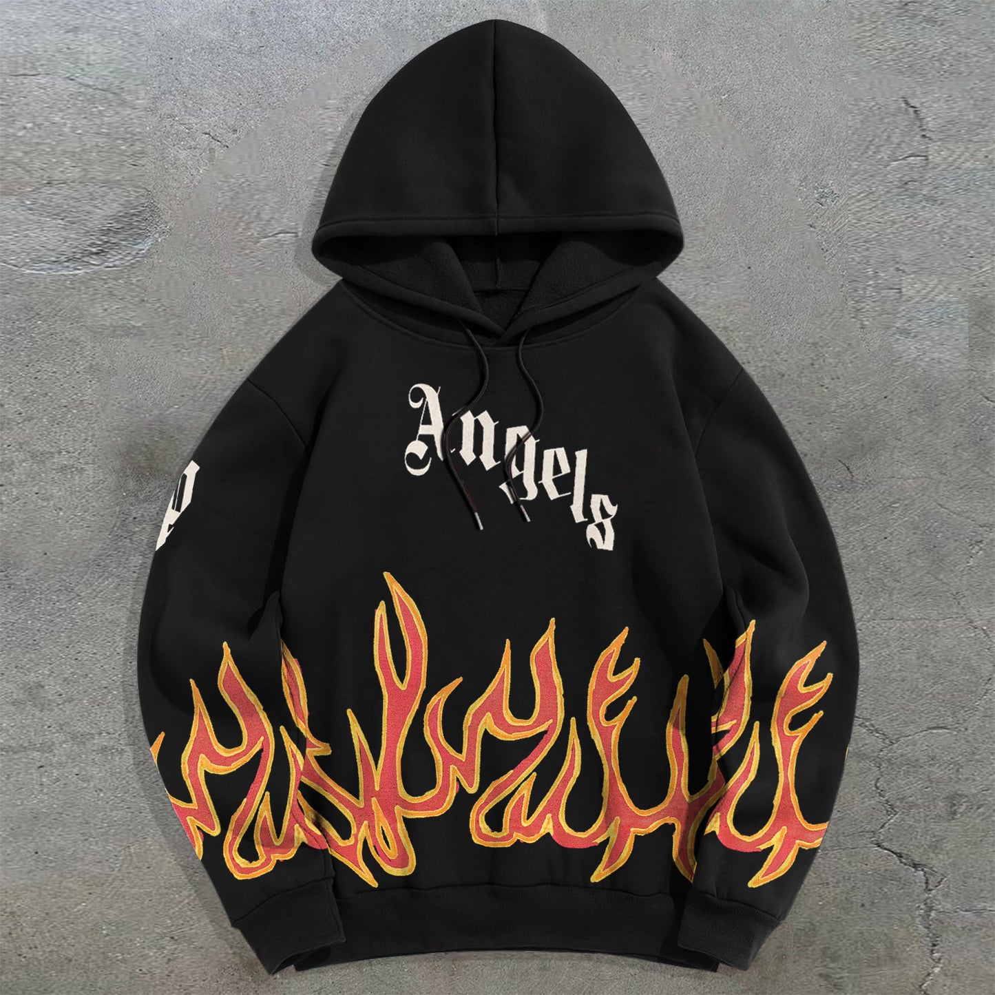 Tide brand flame angel print hoodie