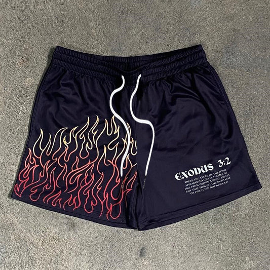 Casual Flame Letters Print Shorts