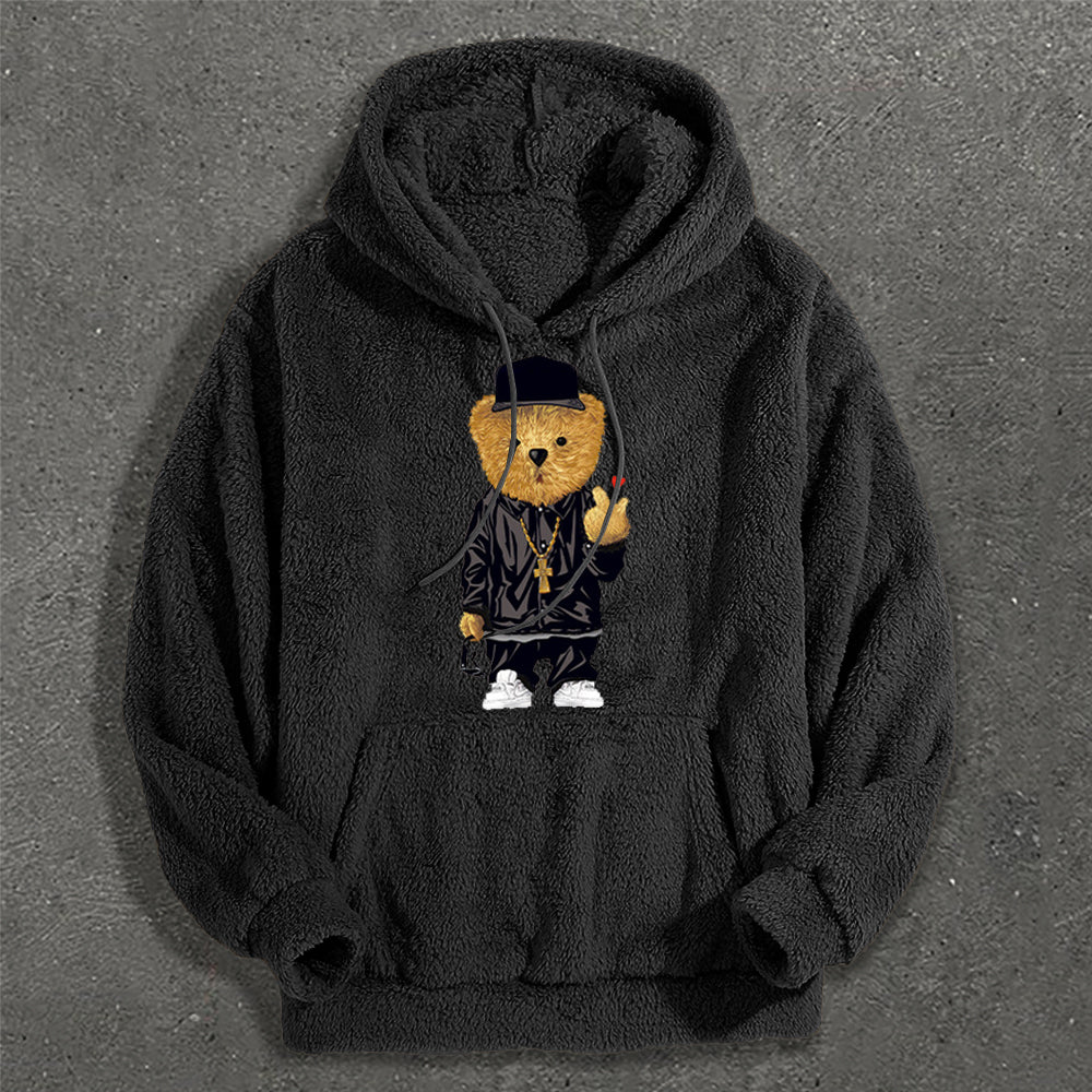 Casual Panda Print Plush Hoodies