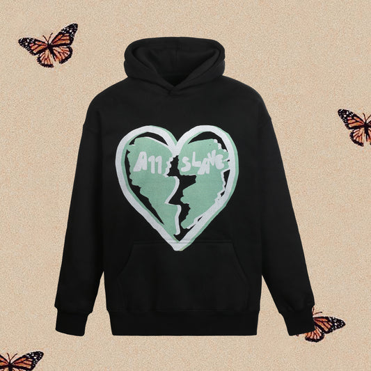 Vintage Casual Heart Print Street Hoodie