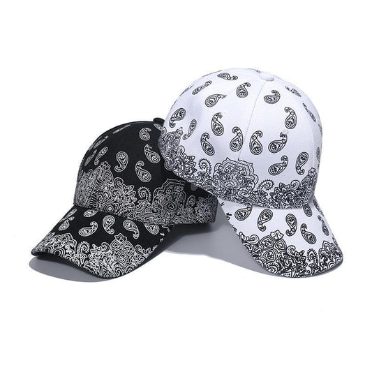 Hip-hop punk sunshade black and white cashew baseball cap with curved brim