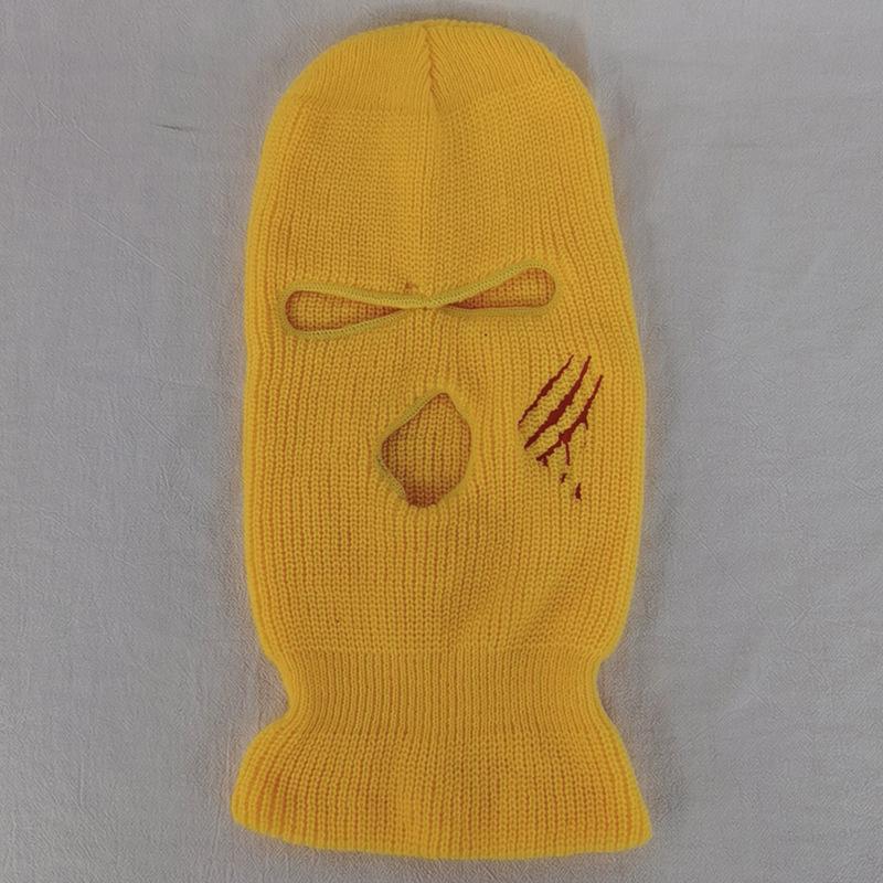 Scratch warmth thickened ski three-hole knitted hat