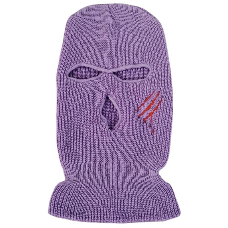 Scratch warmth thickened ski three-hole knitted hat