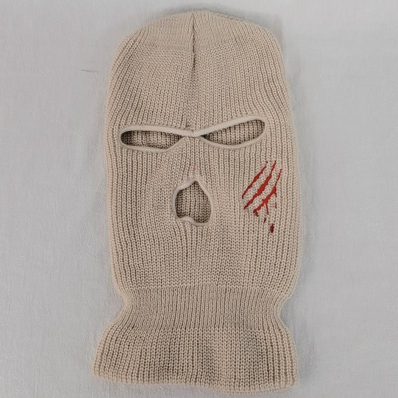 Scratch warmth thickened ski three-hole knitted hat