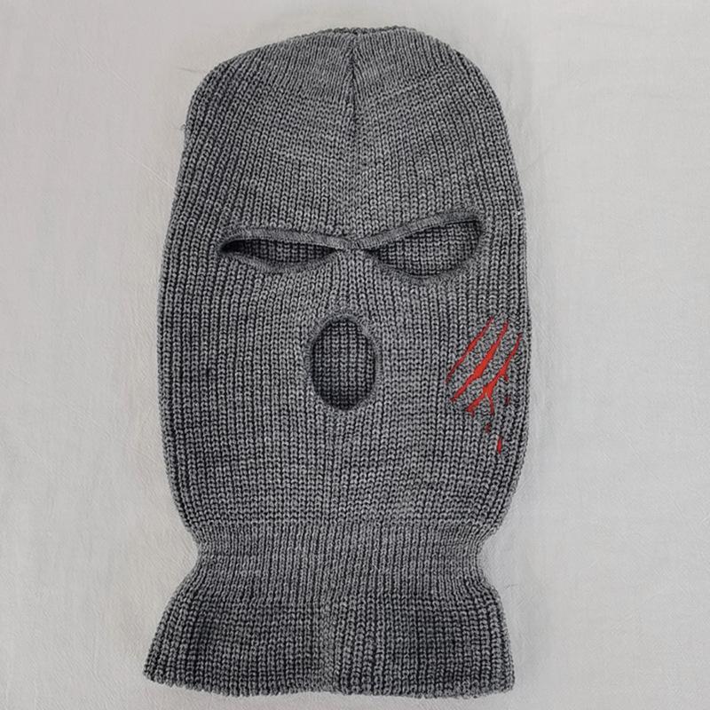 Scratch warmth thickened ski three-hole knitted hat