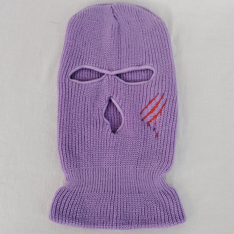 Scratch warmth thickened ski three-hole knitted hat