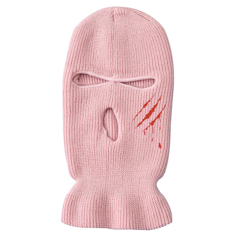 Scratch warmth thickened ski three-hole knitted hat