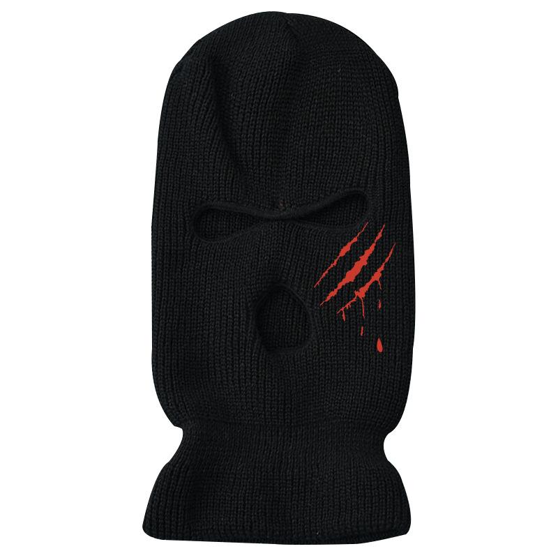 Scratch warmth thickened ski three-hole knitted hat