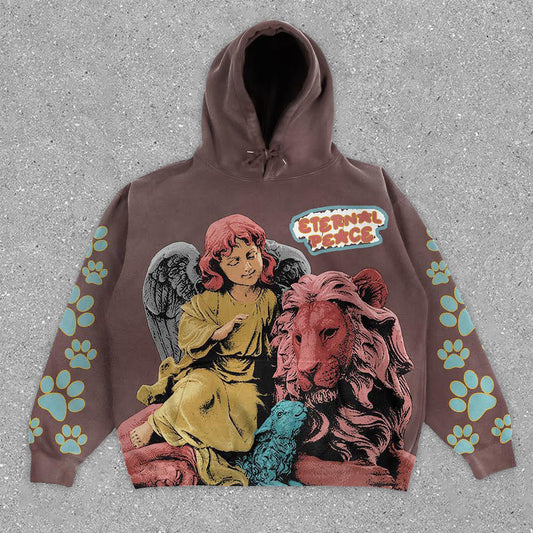 Fashion Vintage Angel Print Hoodie