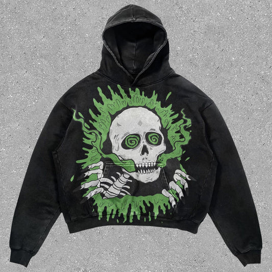 skull print vintage hoodie