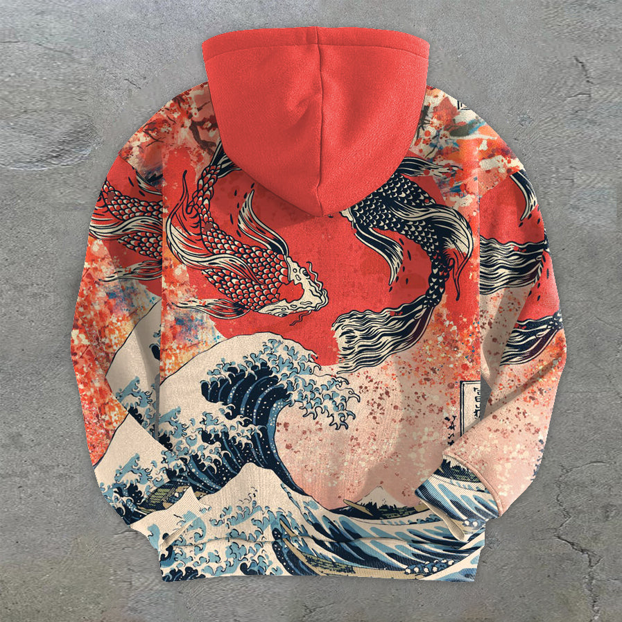 Ping An Carp Retro Tide Brand Street Hoodies