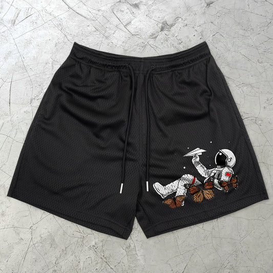 Astronaut Butterfly Vintage Mesh Shorts