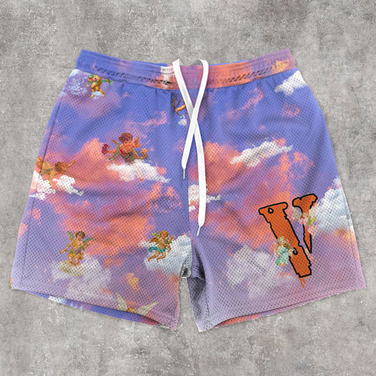 Tie-Dye Angel Trendy Mesh Shorts