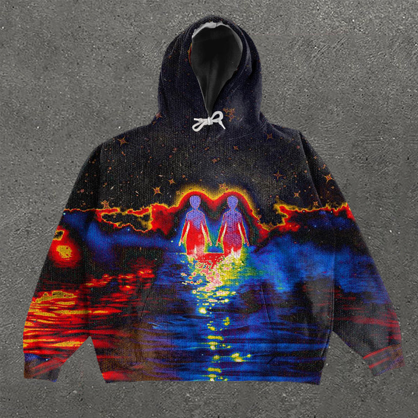 Casual Print Long Sleeve Hoodie