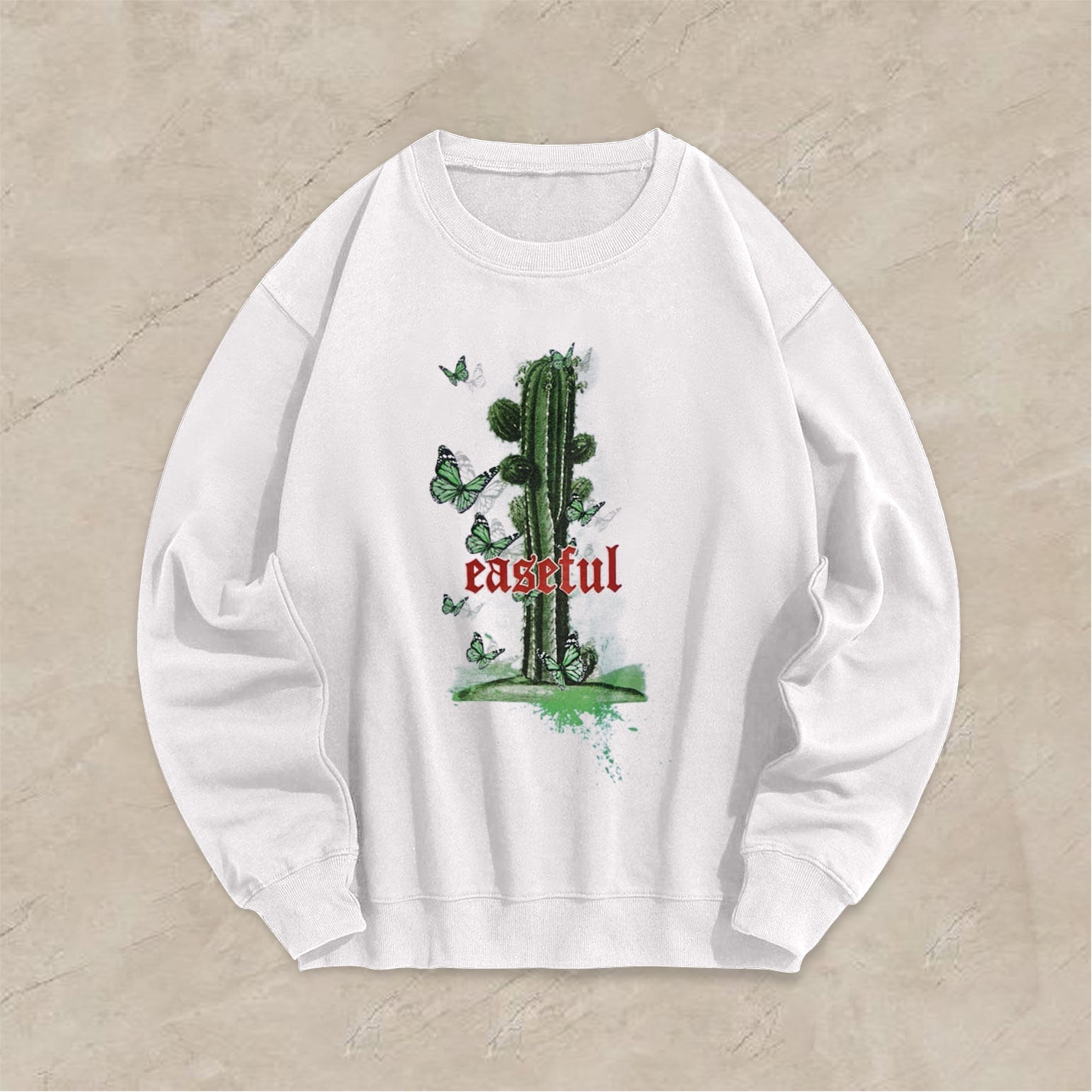 Trendy Casual Cactus Print Crew Neck Sweatshirts