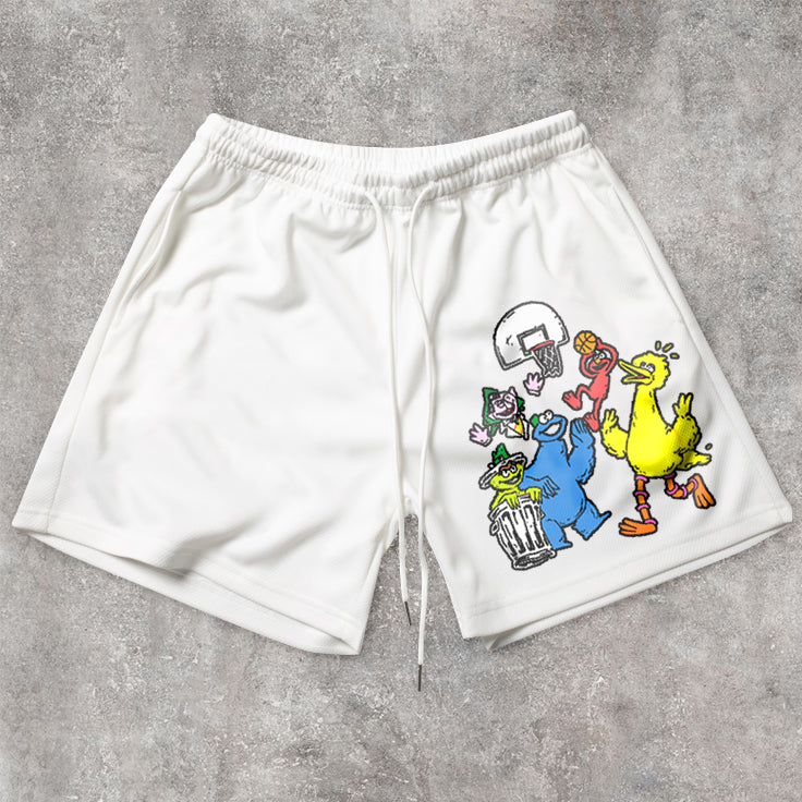 Cartoon personality retro mesh shorts