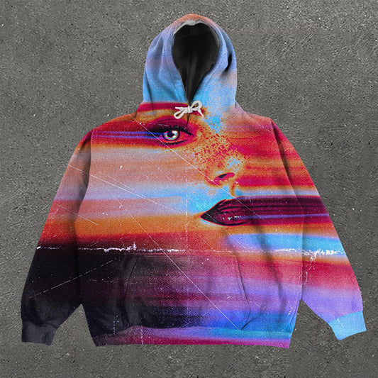 Casual Print Long Sleeve Hoodie