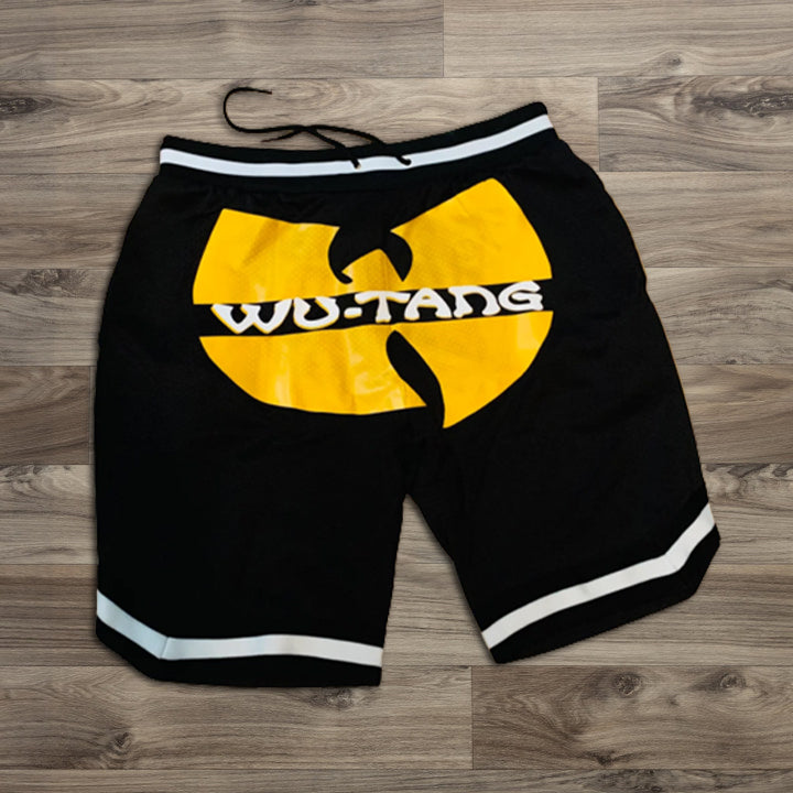 Printed Contrast Elastic Basketball Shorts