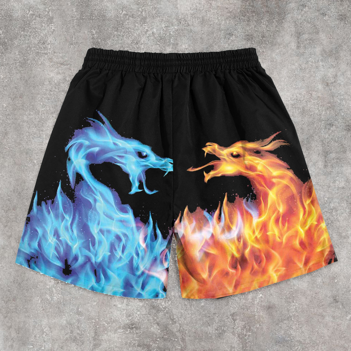 Trendy Flame Dragon Print Vintage Shorts